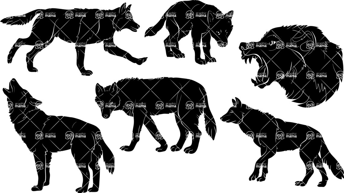Vector silhouettes - Vector Wolf Silhouettes Set